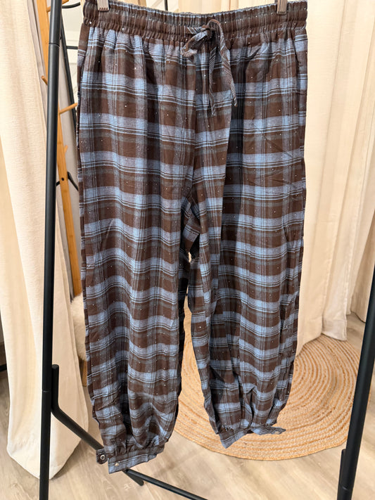 Ballonhose kariert mit Glitzer