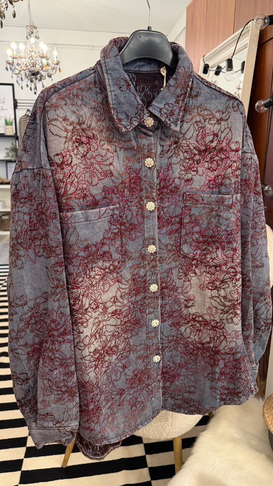 Jeans Hemdjacke Glitter & Sparkle Red