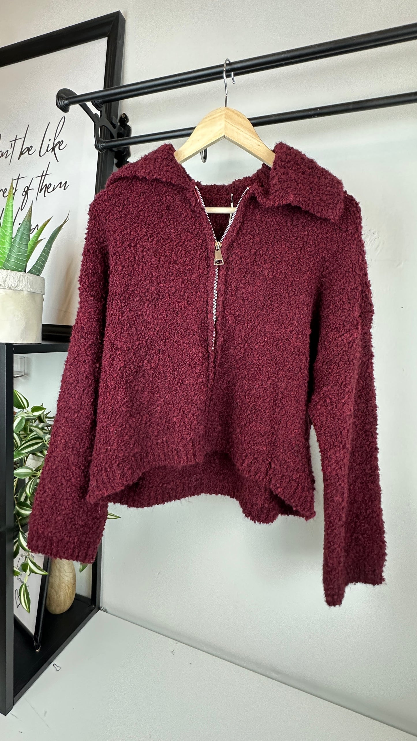 Bouclè Strickjacke mit Kragen