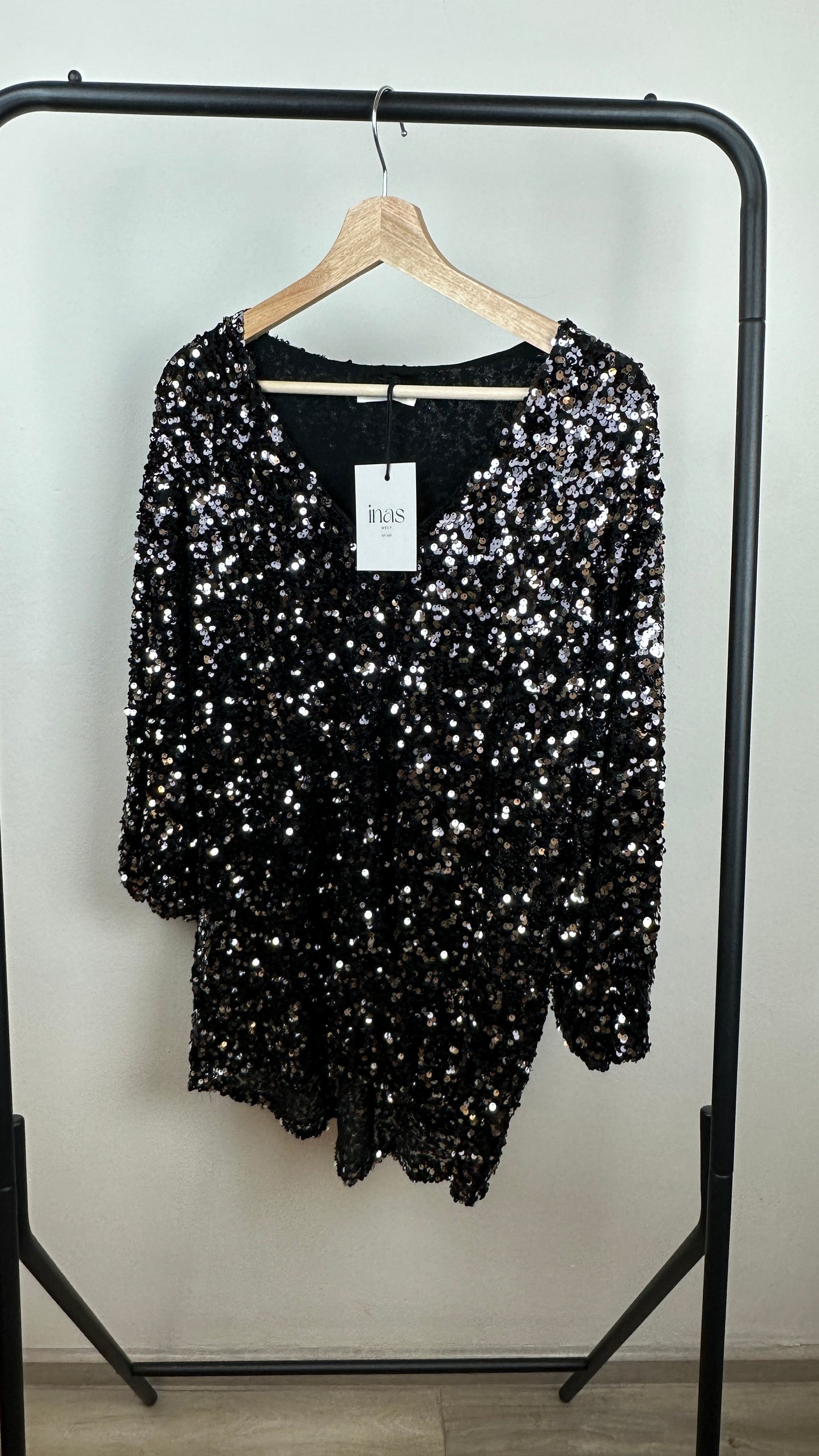Pailletten Shirt Black Glitter