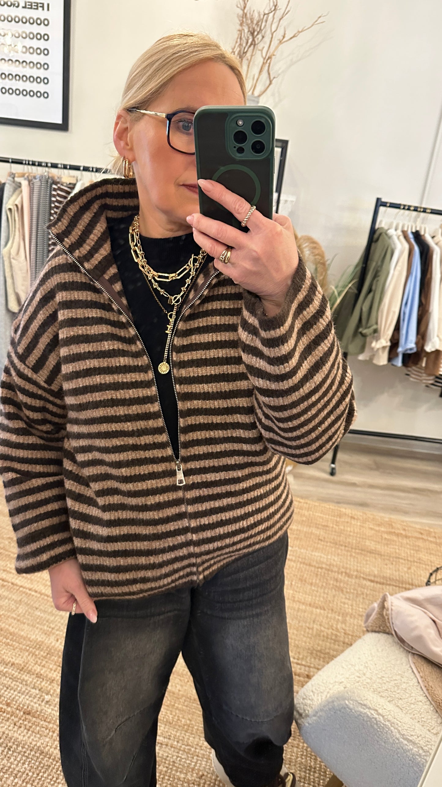 Zippercardigan EDO geringelt