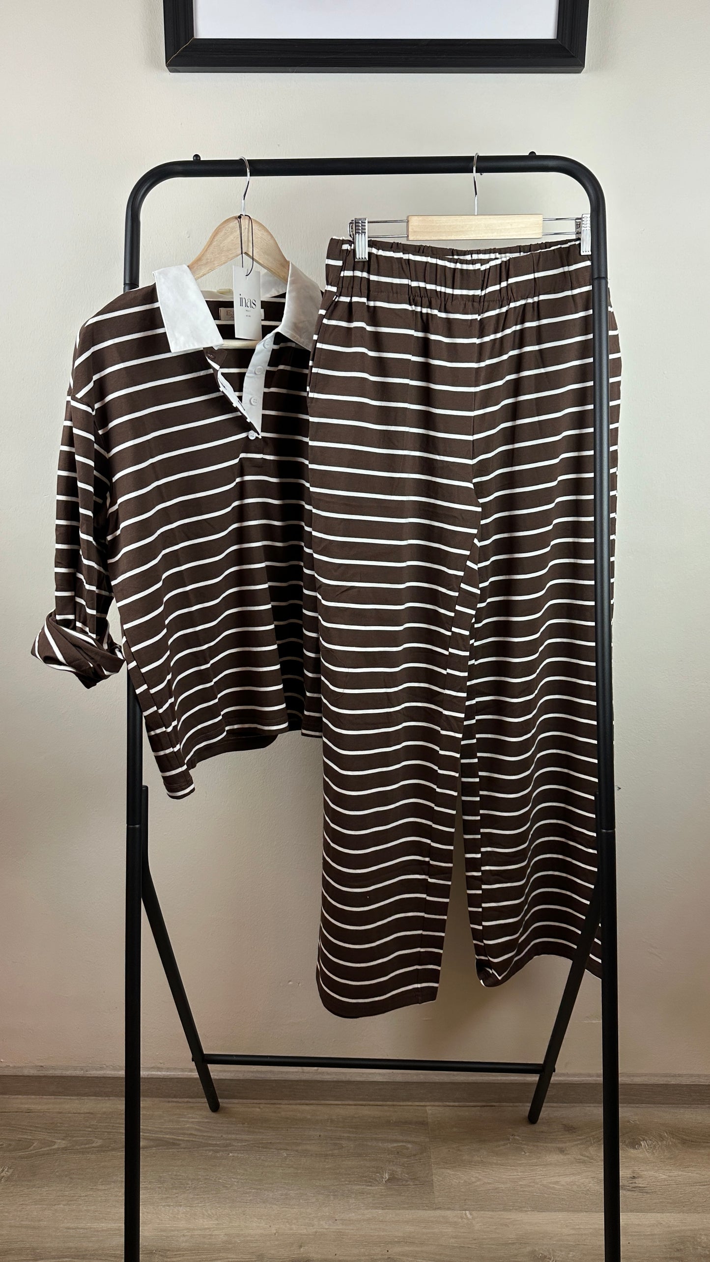 Jersey Streifenhose Brown