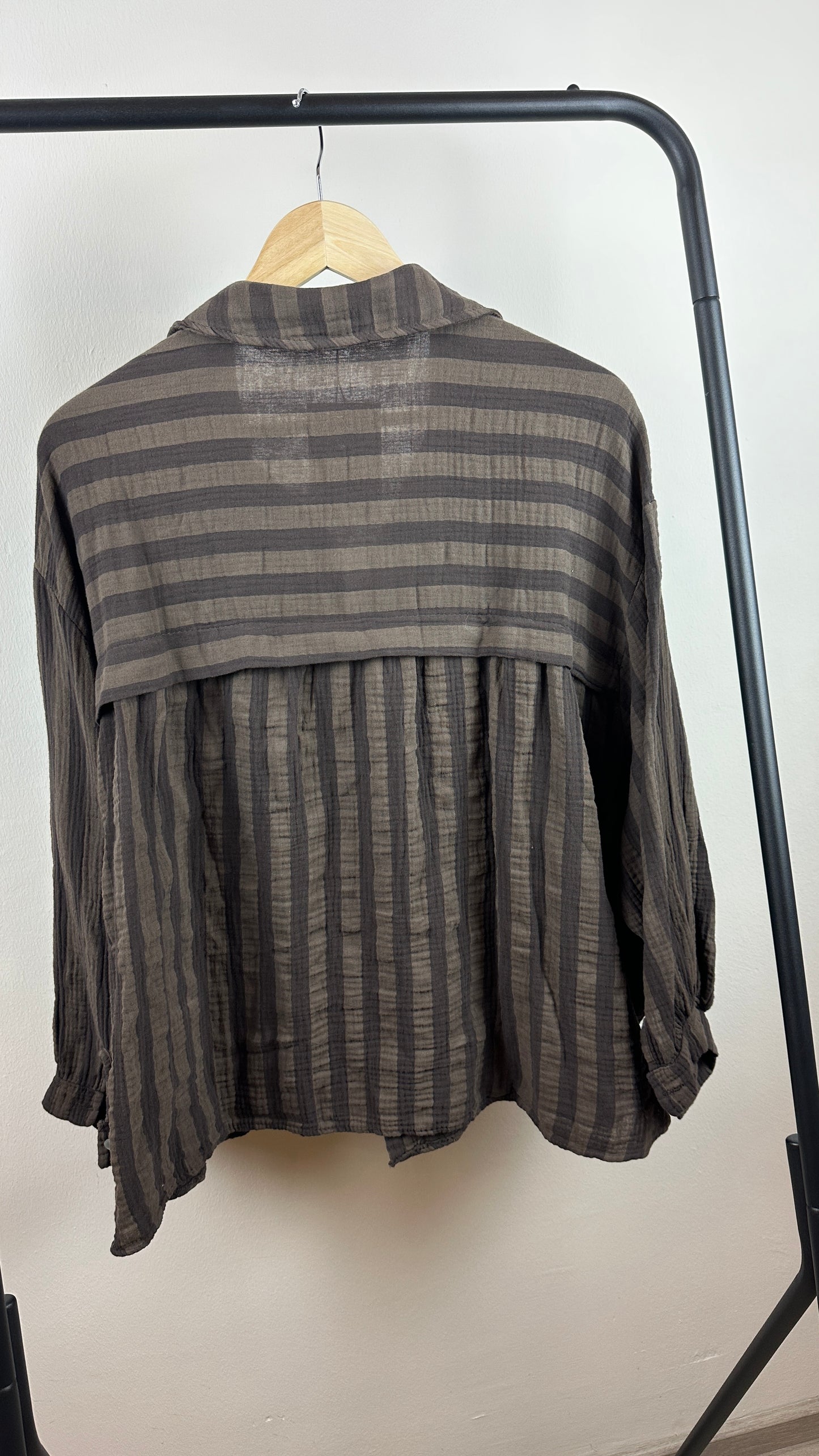 Musselinhemd Big Stripes Brown