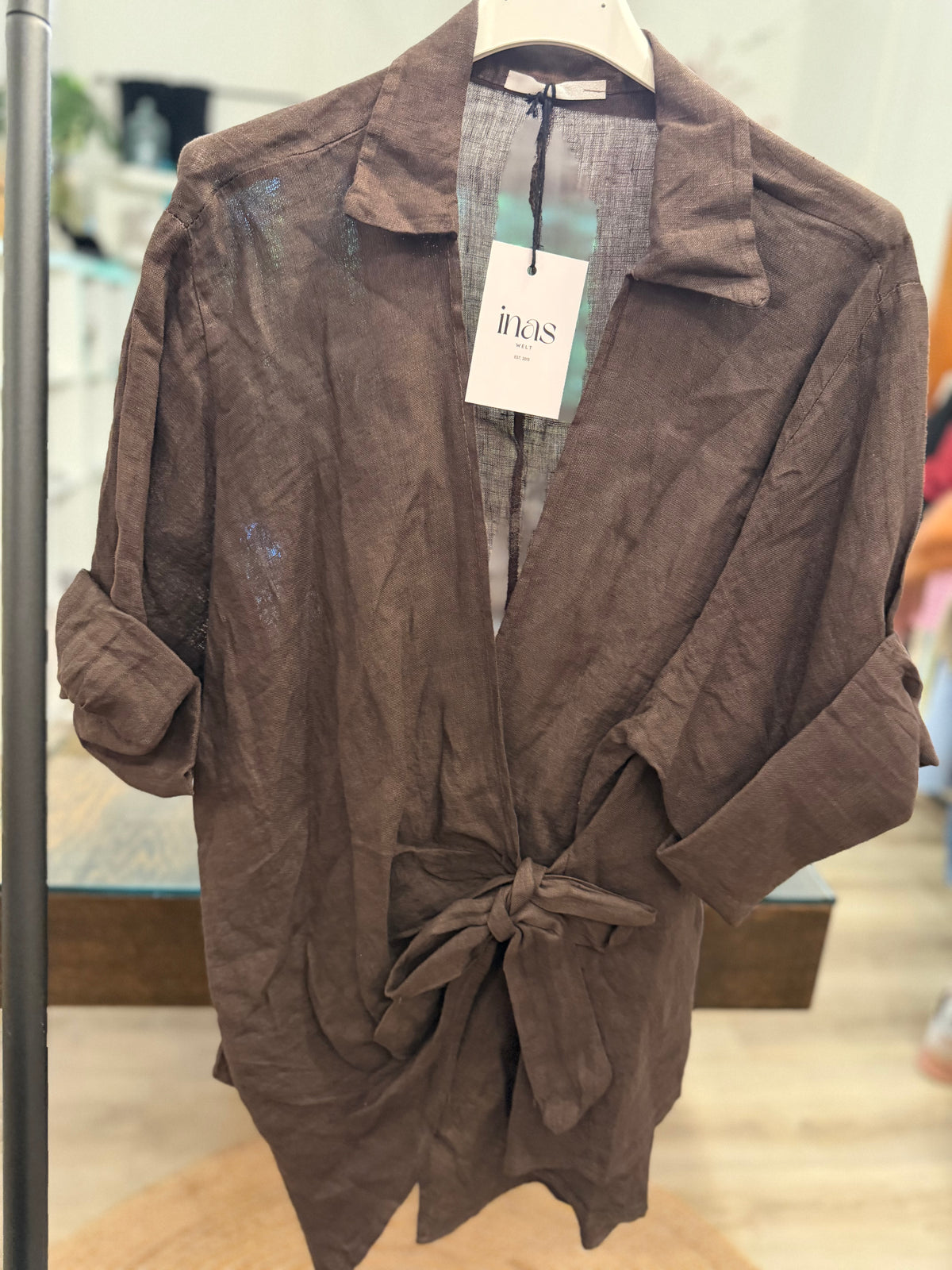 Leinen Wickelbluse