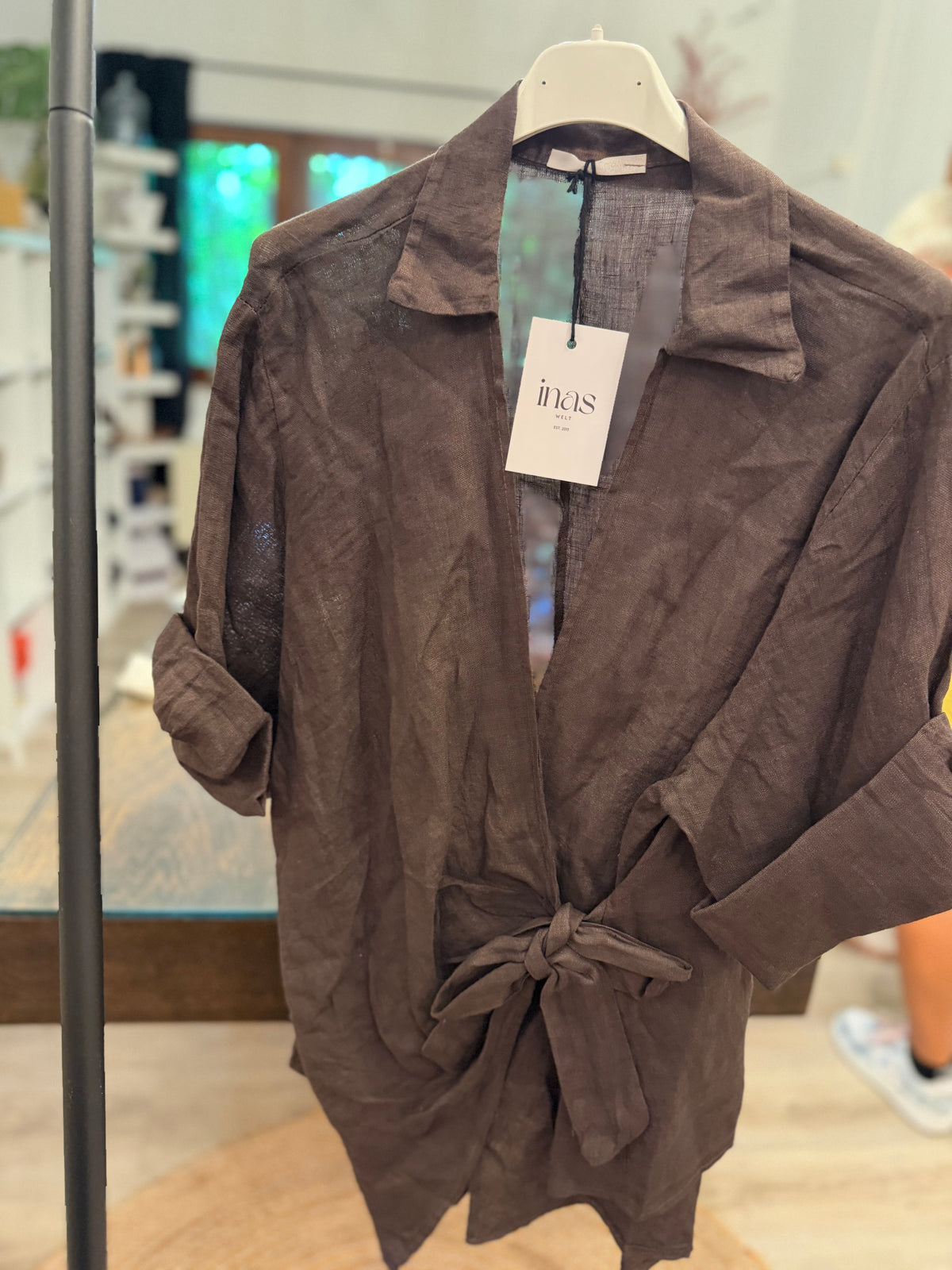 Leinen Wickelbluse