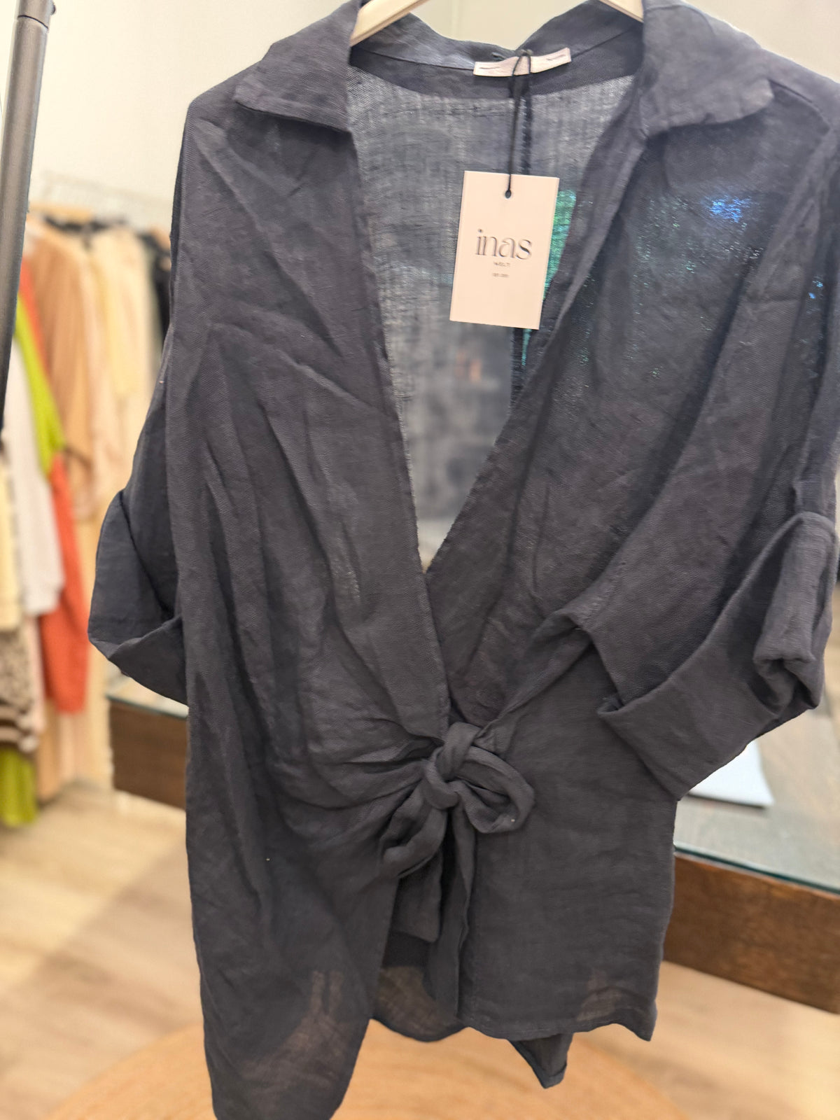 Leinen Wickelbluse