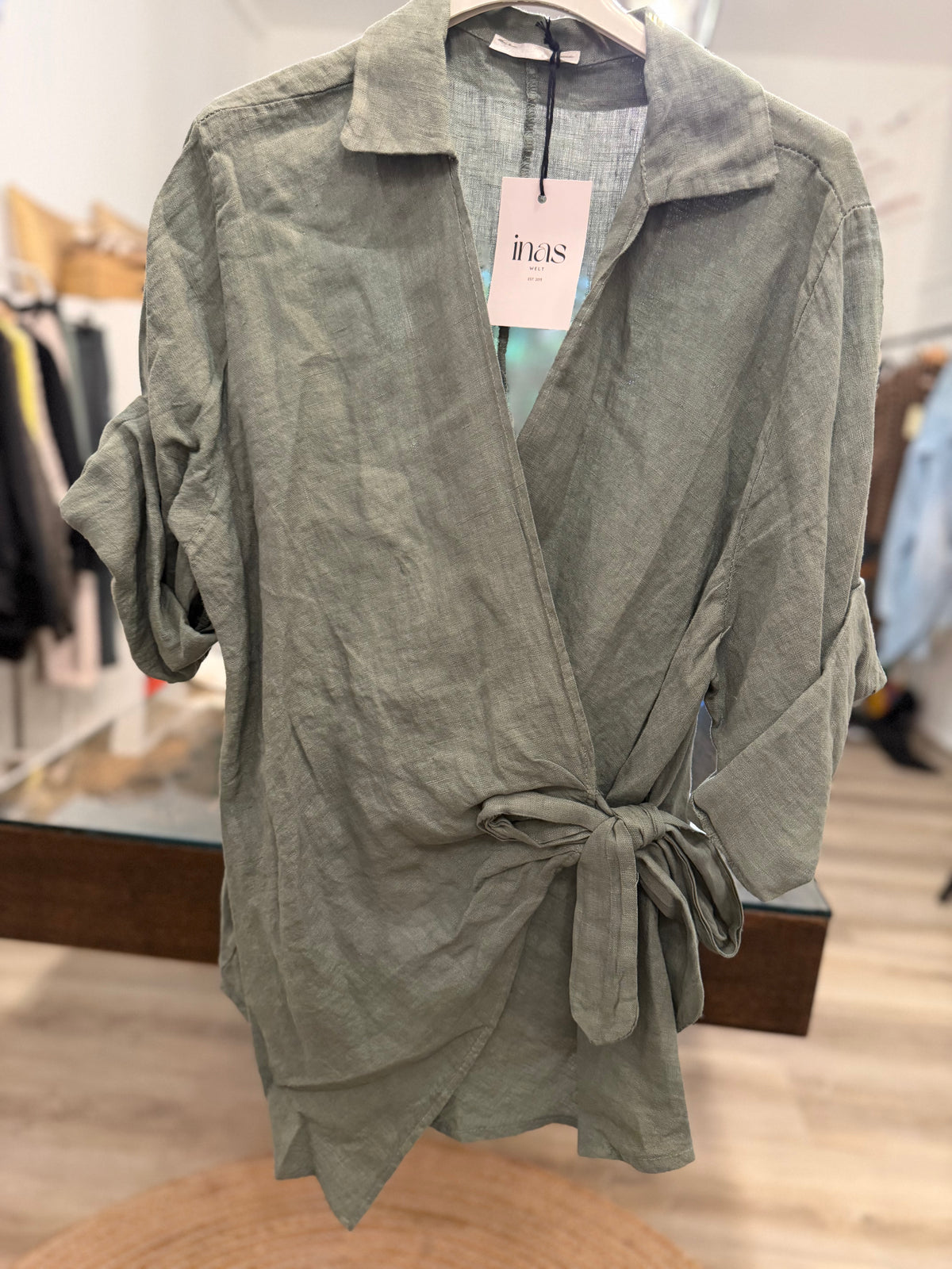 Leinen Wickelbluse