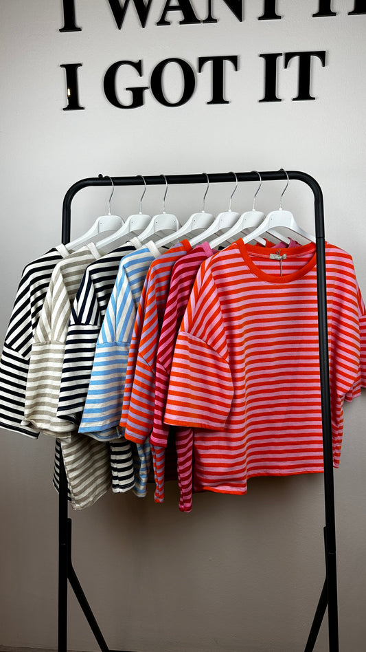 Stripy Sweater Kurzarm