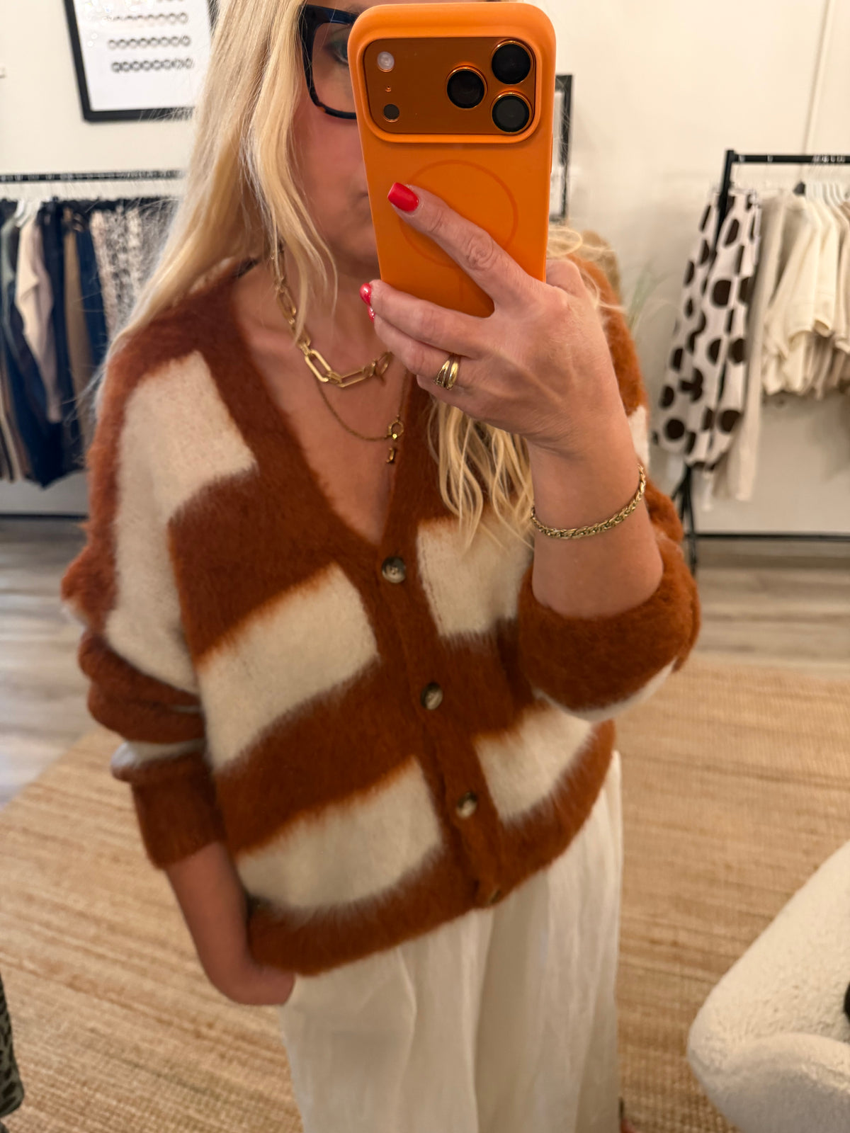 Kid Mohair  Blockstreifen Cardigan