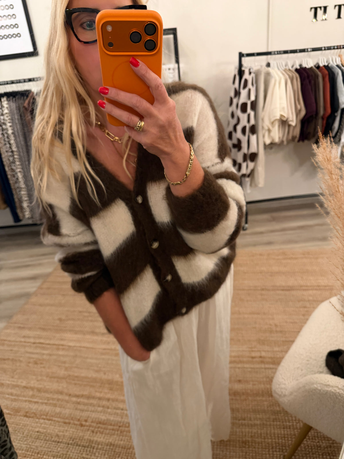 Kid Mohair  Blockstreifen Cardigan