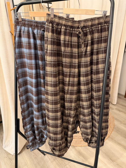 Ballonhose kariert mit Glitzer