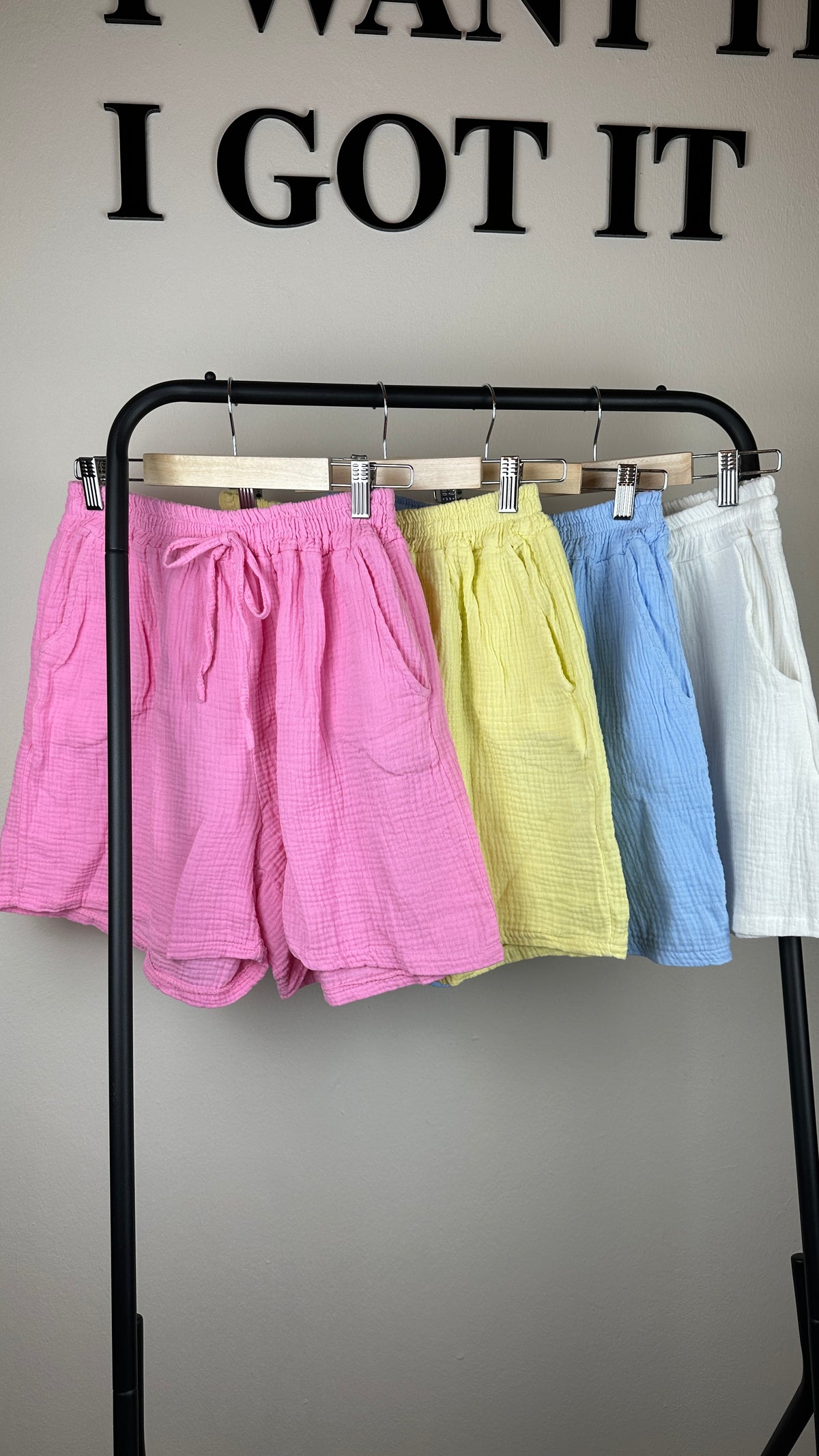 Musselinshorts Uni Pastell