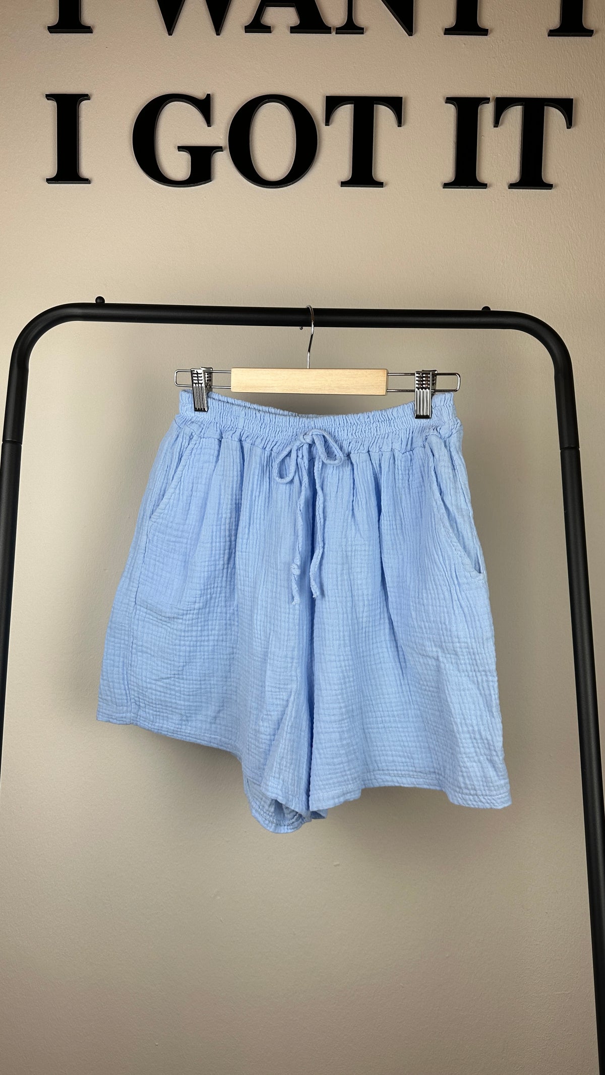 Musselinshorts Uni Pastell