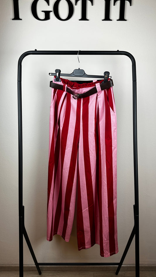 Bundfaltenhose gestreift