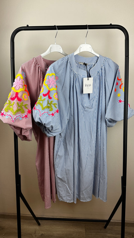 Kleid Jani mit Stickerei gestreift