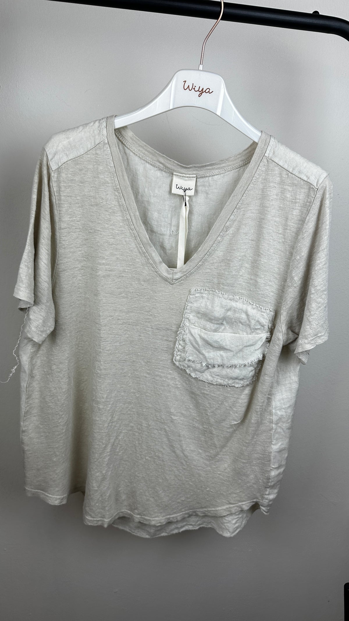 Leinen T-Shirt mit Tasche