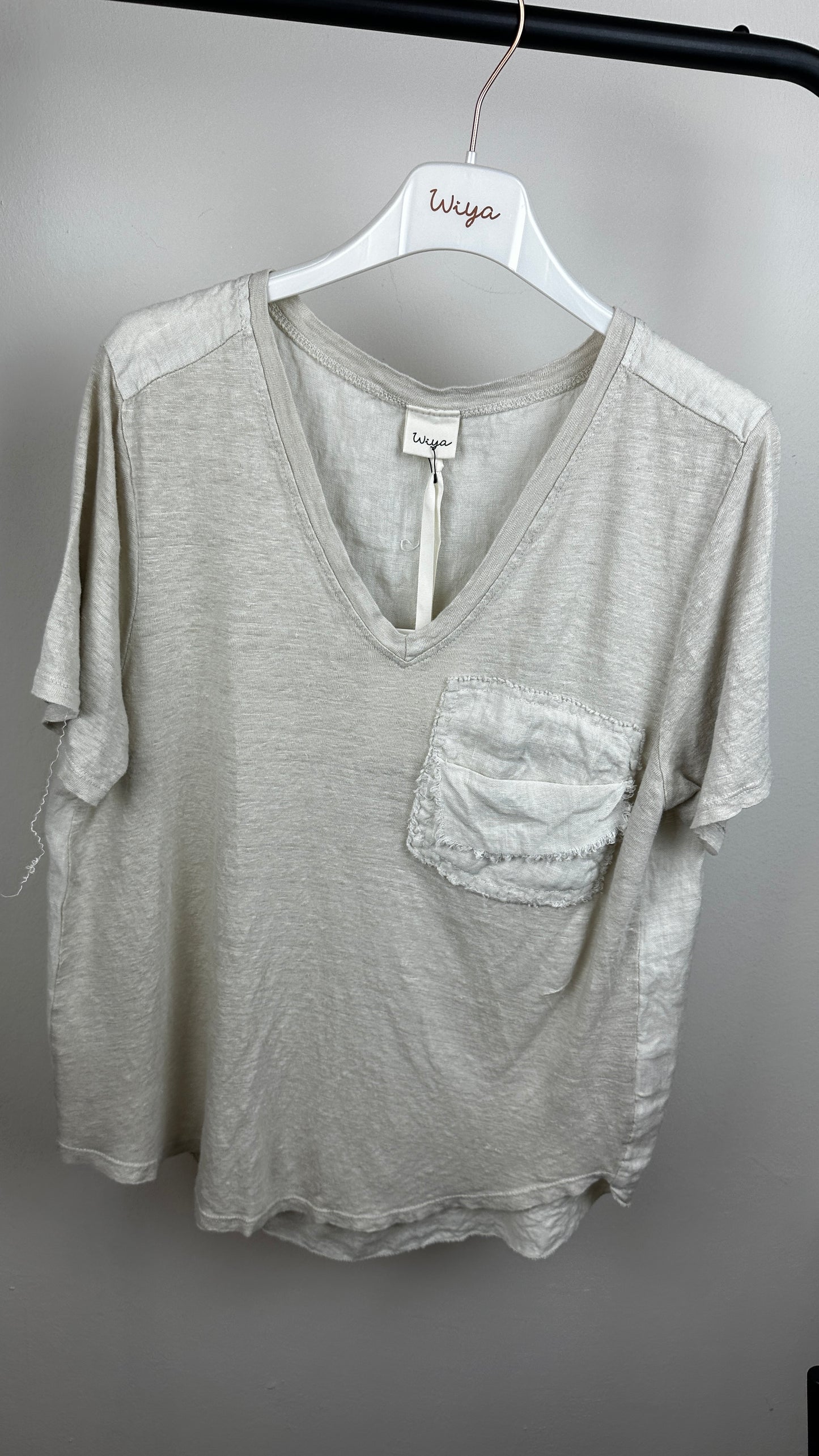 Leinen T-Shirt mit Tasche