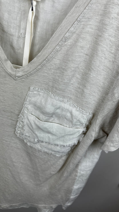 Leinen T-Shirt mit Tasche