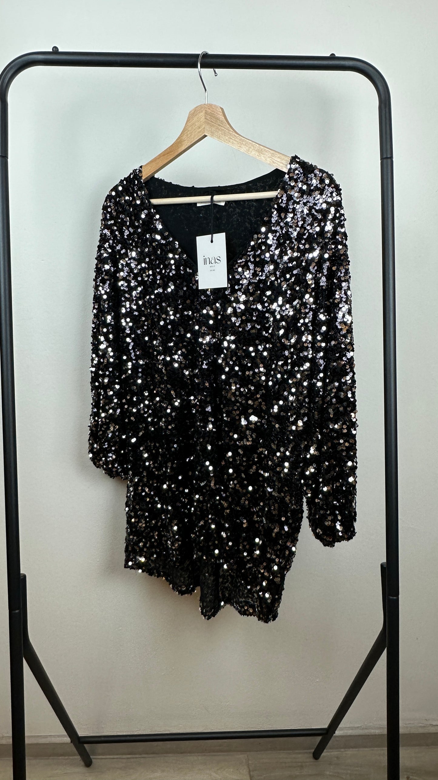 Pailletten Shirt Black Glitter