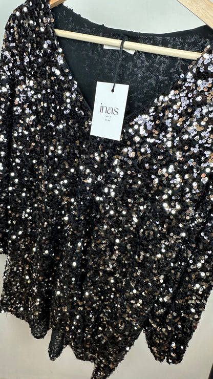 Pailletten Shirt Black Glitter