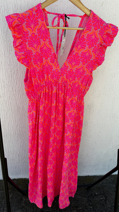 Musselin Sommerkleid Neonpink