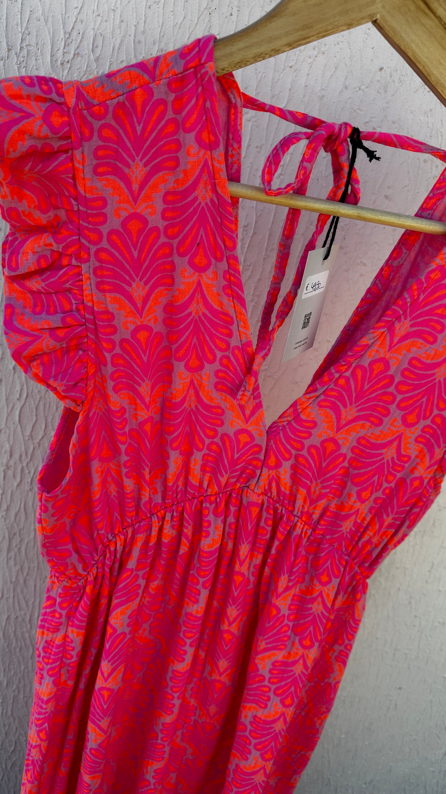 Musselin Sommerkleid Neonpink