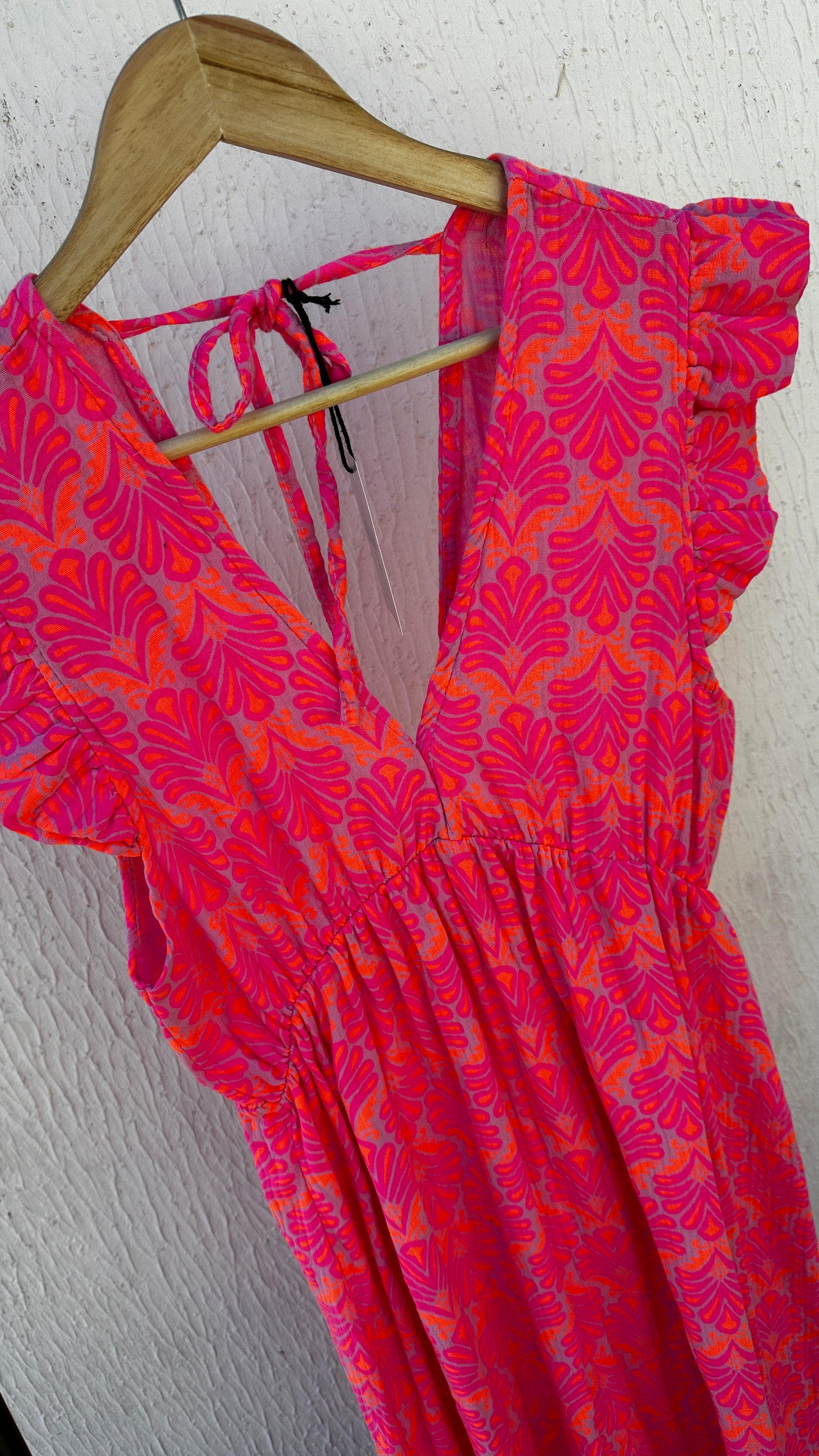 Musselin Sommerkleid Neonpink
