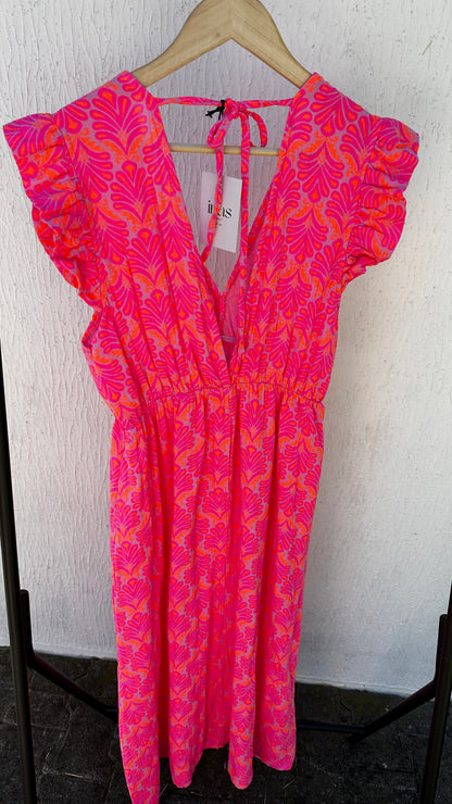 Musselin Sommerkleid Neonpink