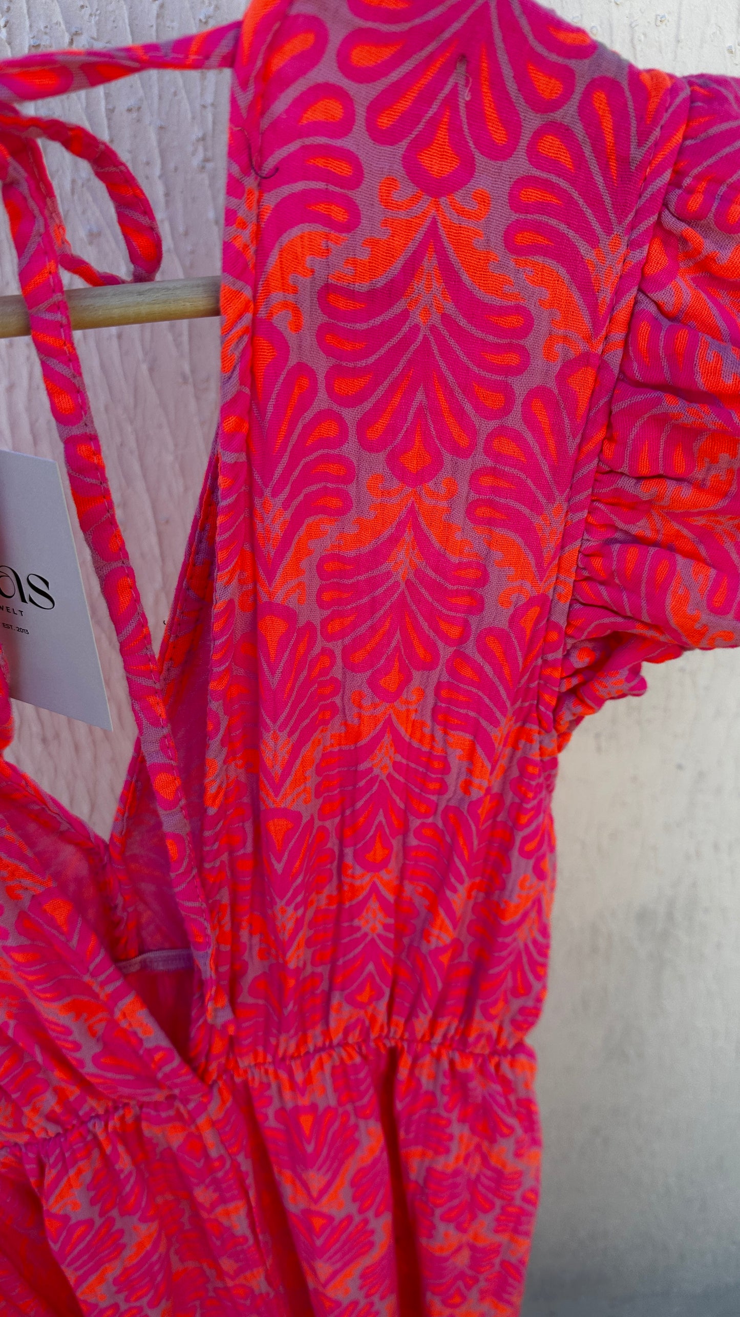 Musselin Sommerkleid Neonpink