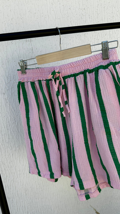 Musselinshorts Strawberry Matcha