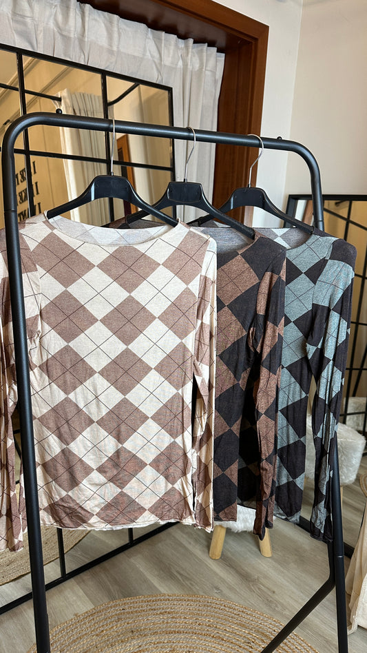 Cashmere Unterziehshirt Argyle