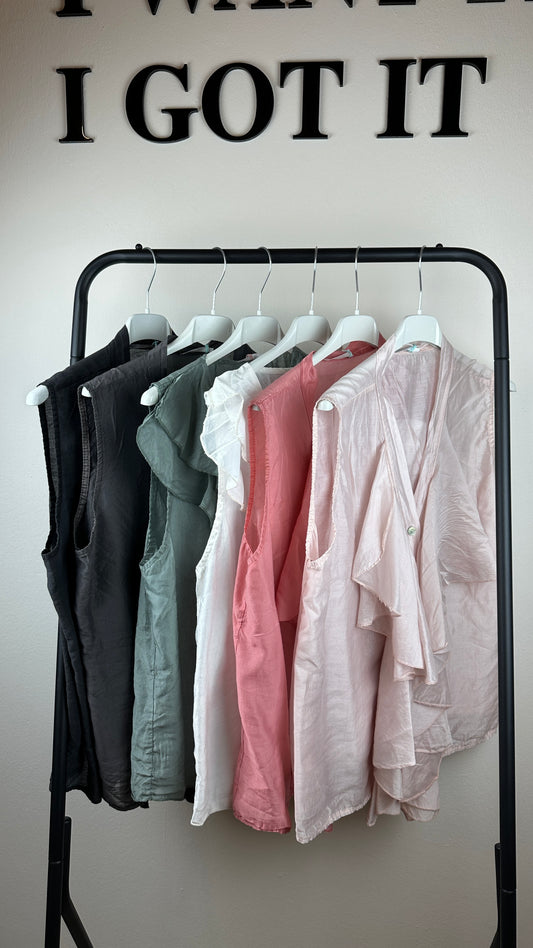 Volant Bluse ärmellos
