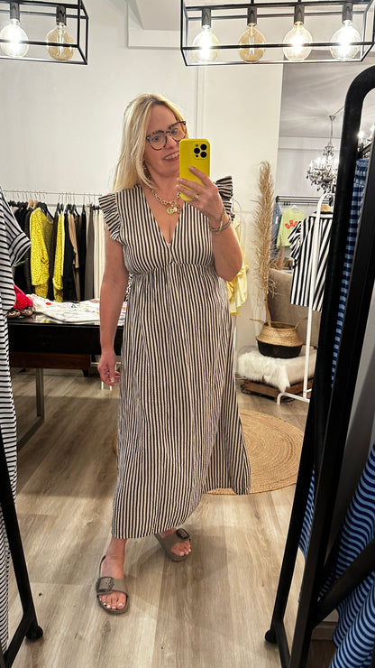 Musselin Sommerkleid in zwei Farben gestreift