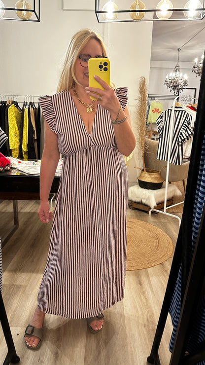 Musselin Sommerkleid in zwei Farben gestreift