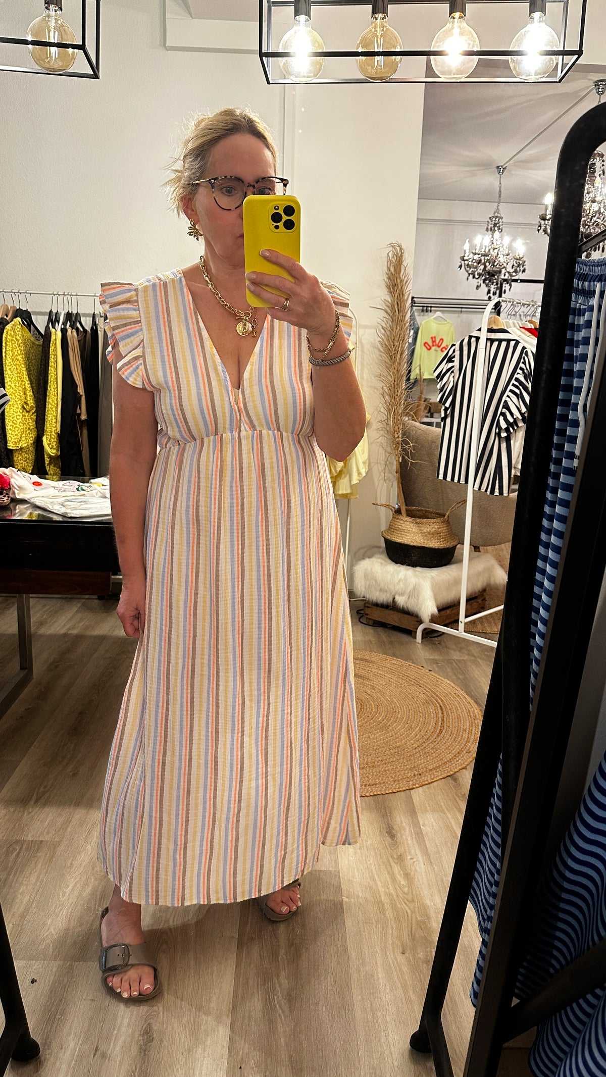 Musselin Sommerkleid Pastell gestreift