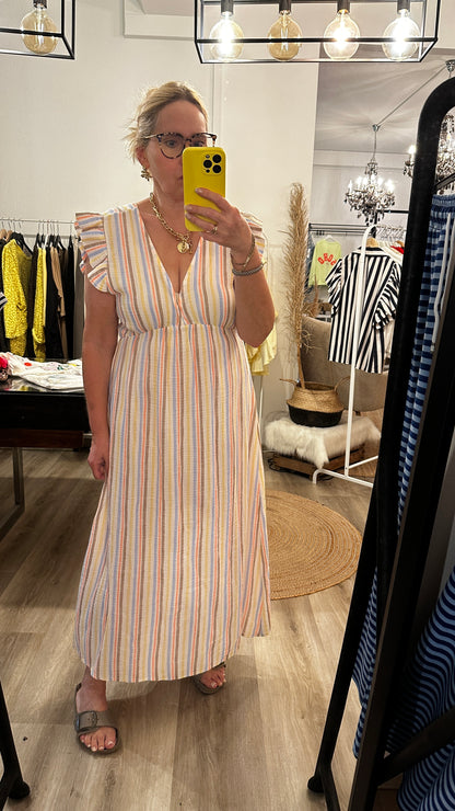 Musselin Sommerkleid Pastell gestreift