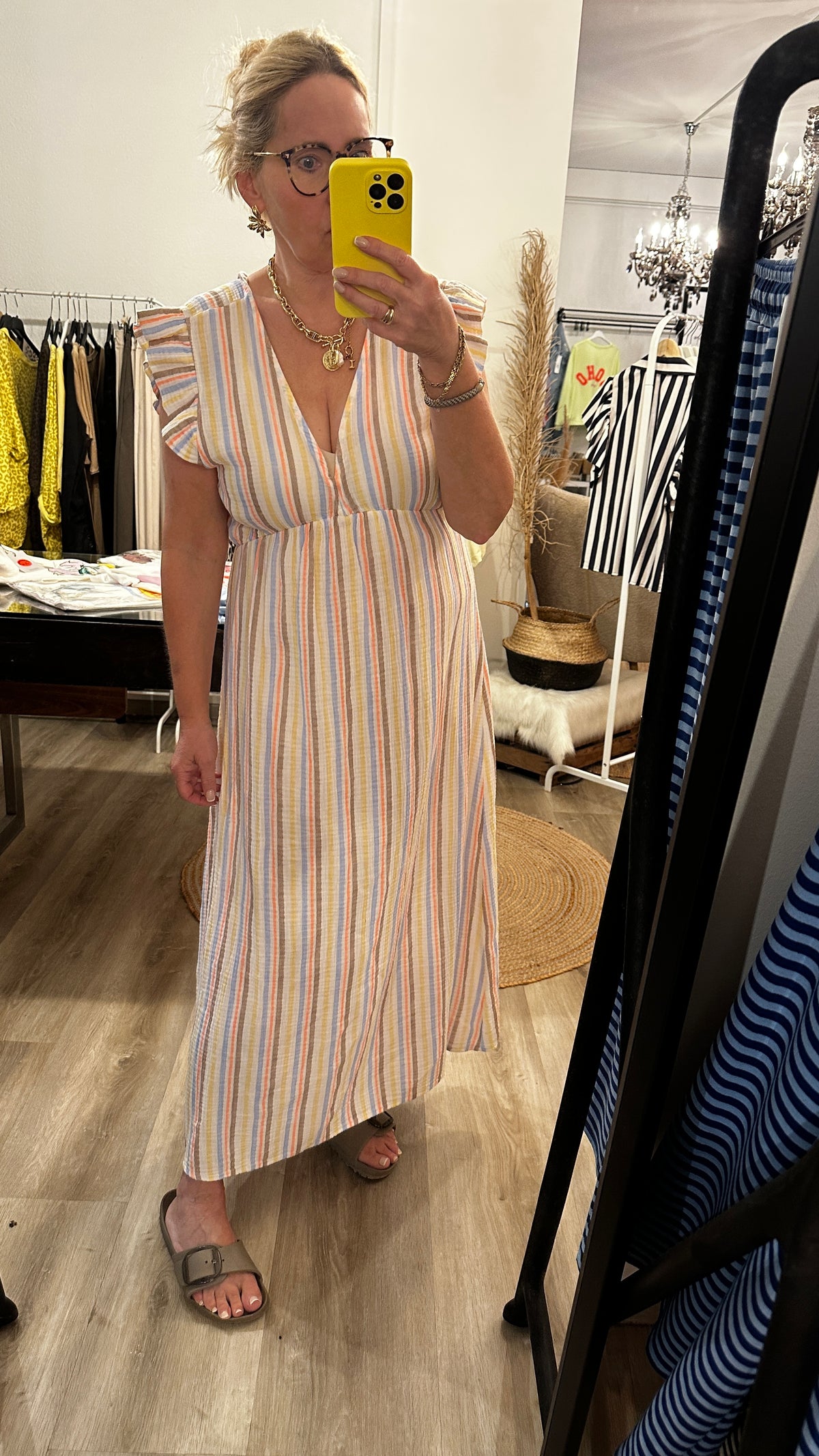 Musselin Sommerkleid Pastell gestreift