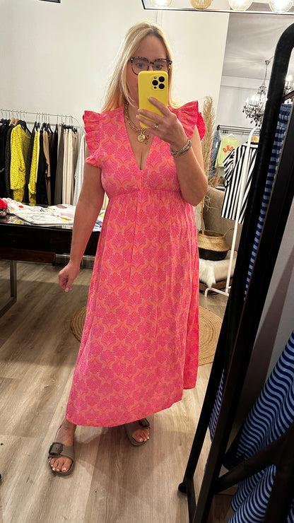Musselin Sommerkleid Neonpink
