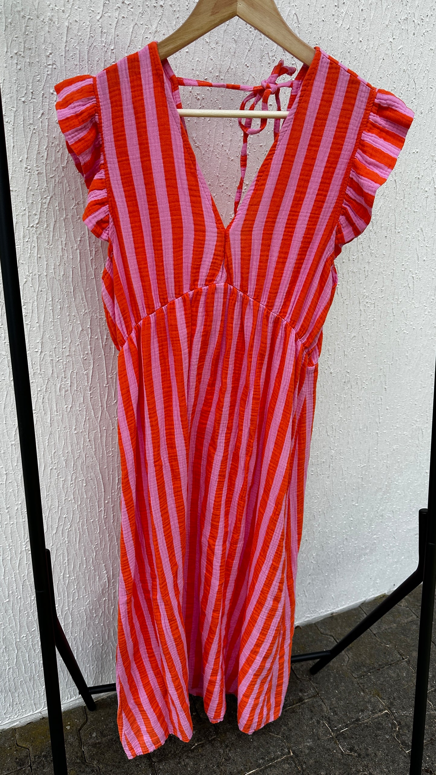 Musselin Sommerkleid Orange/Pink