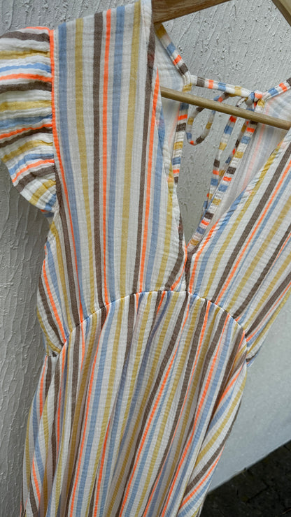 Musselin Sommerkleid Pastell gestreift