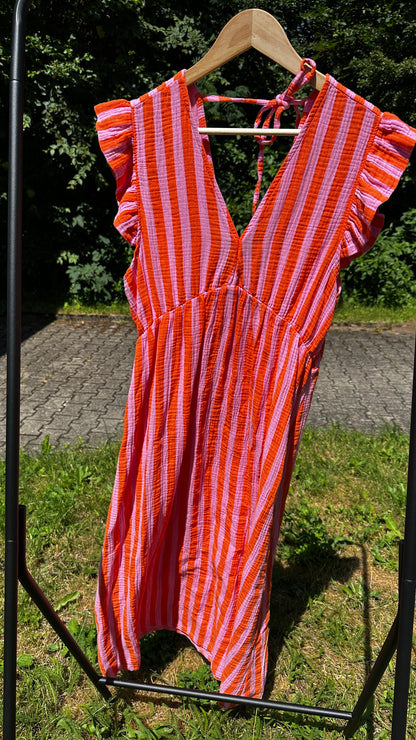 Musselin Sommerkleid Orange/Pink