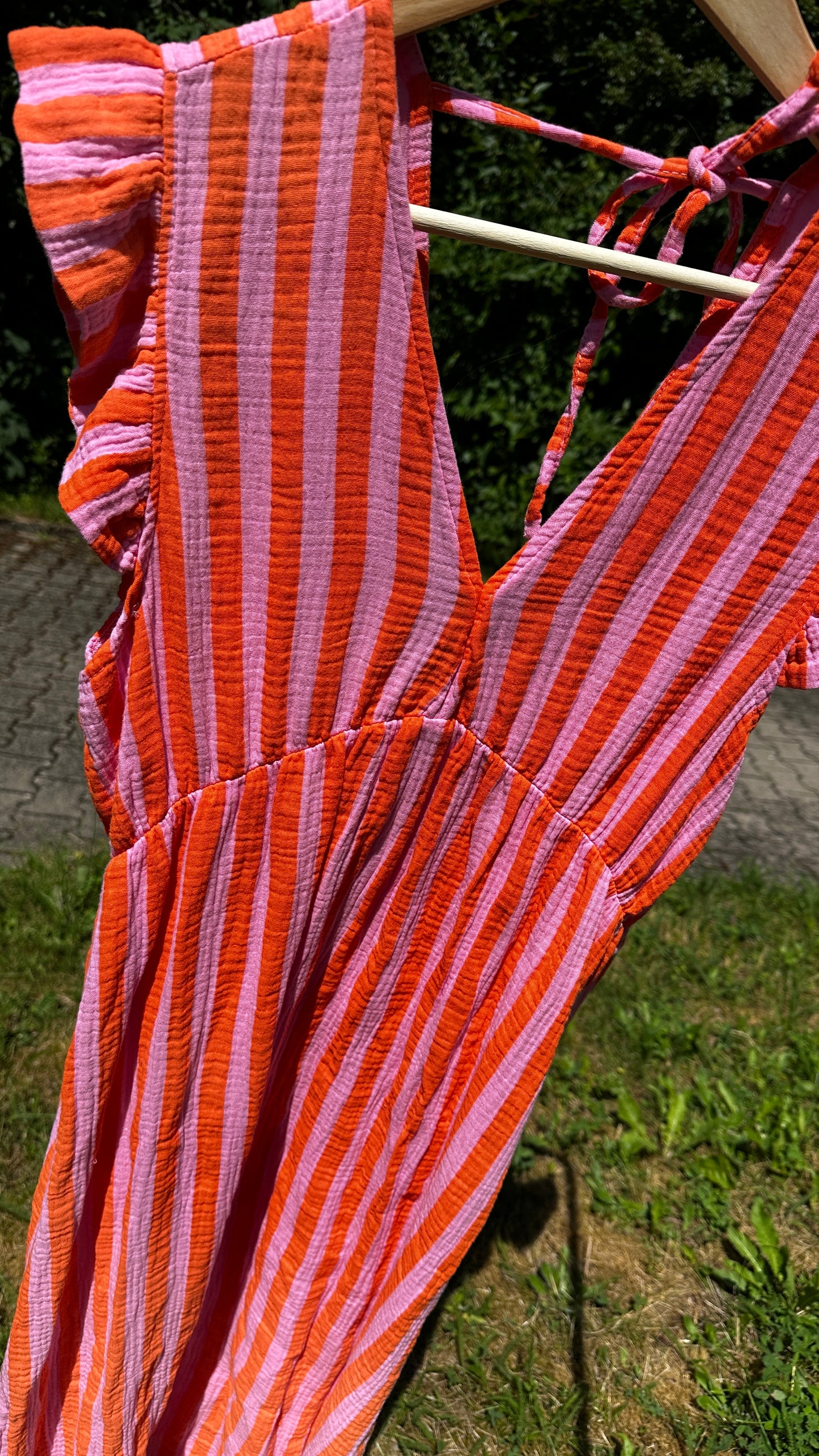 Musselin Sommerkleid Orange/Pink