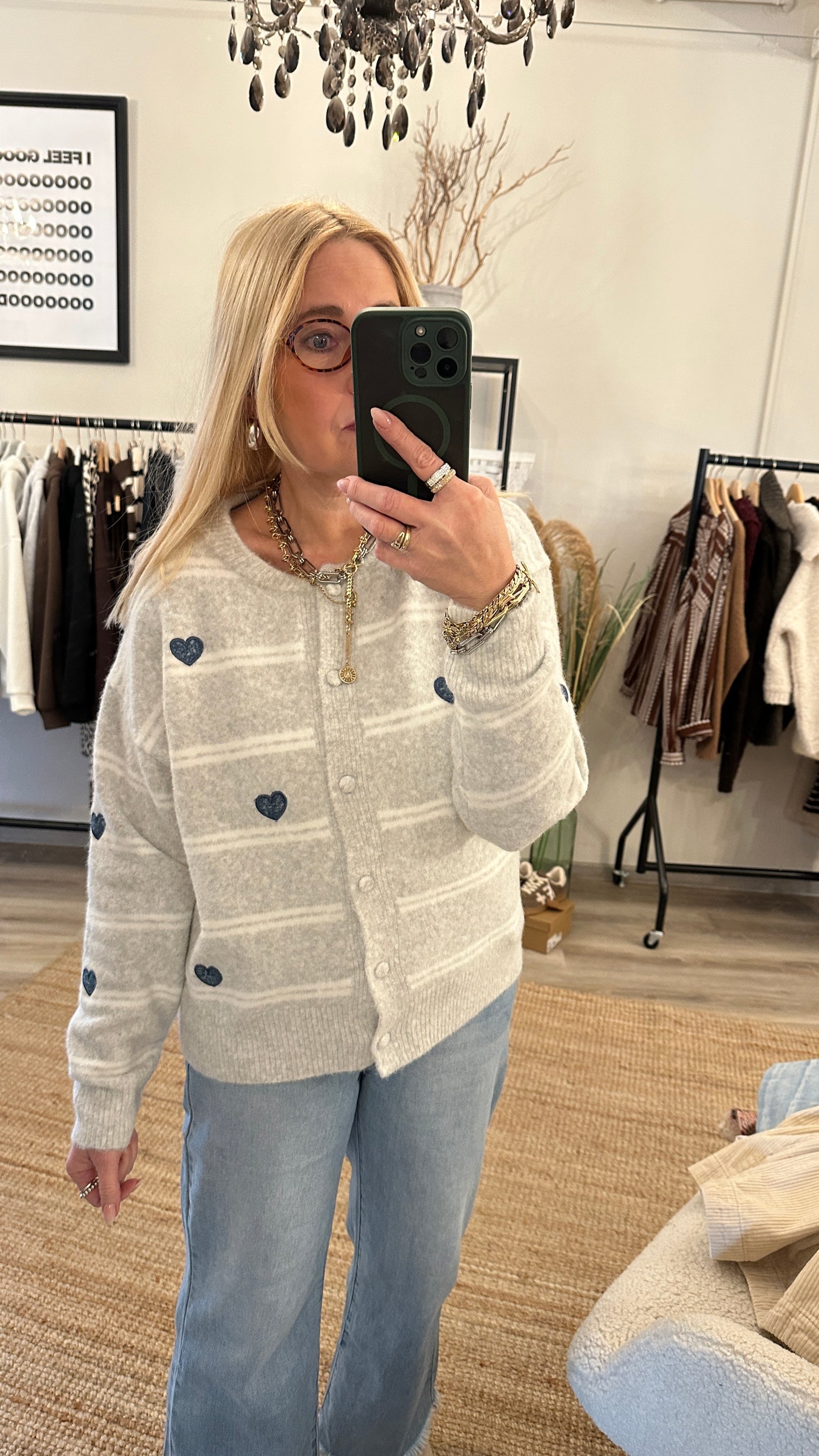 Softcardigan mit Herzen