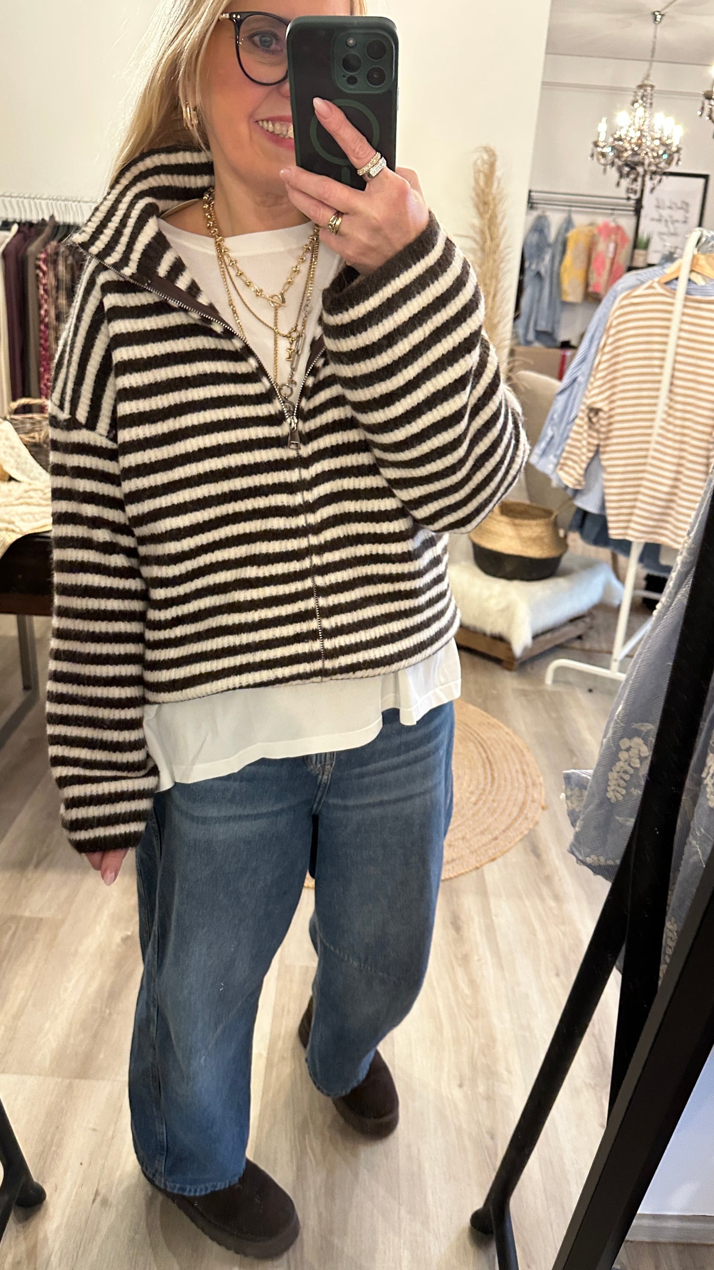 Zippercardigan  EDO geringelt