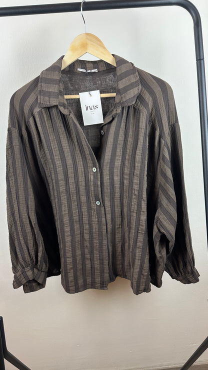 Musselinhemd Big Stripes Brown
