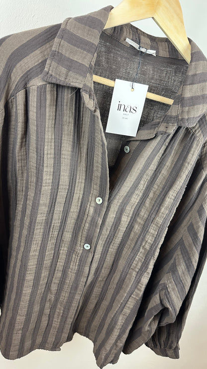 Musselinhemd Big Stripes Brown